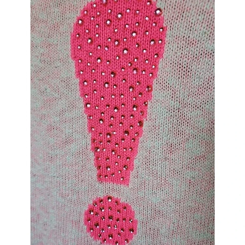 Justice Girls Pink Rhinestone Exclamation Point Raglan Knit Sweater Size 20